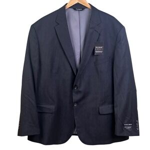 Joseph A Banks Charcoal 100% Wool Traveler Blazer Tailored Fit Double Button 54R